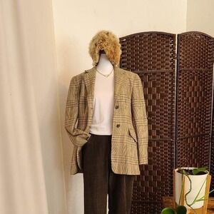 DKNY Vintage 90's Tailored Plaid Blazer Women's Size 4 Minimalist Office Core